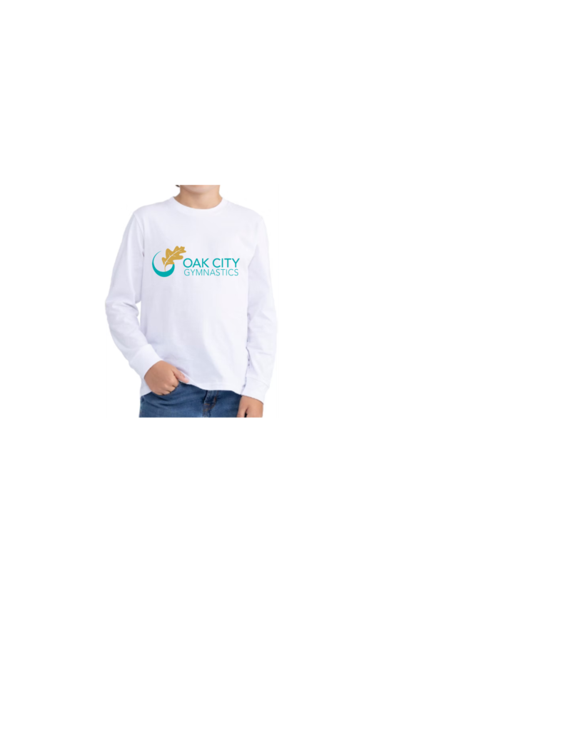 white long sleeve tee with logo on chest