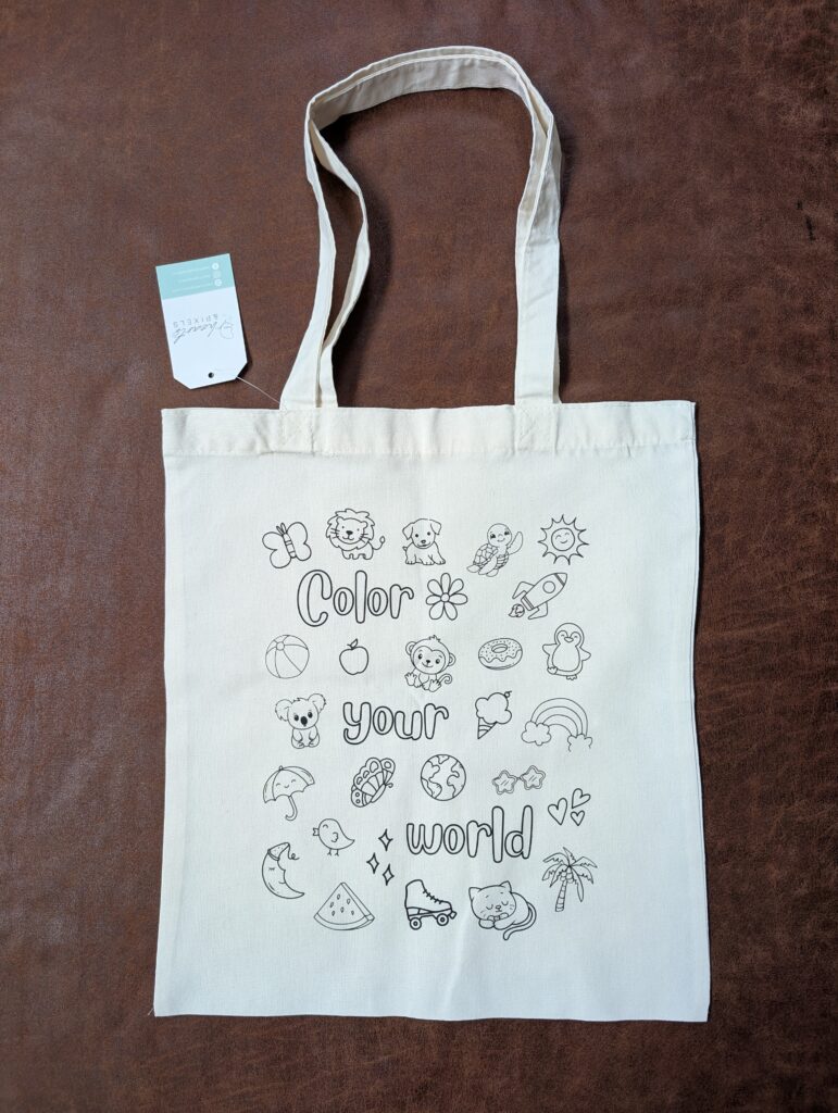 lightweight tote bag with color your world design