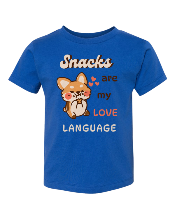 royal blue shirt wiht snacks design