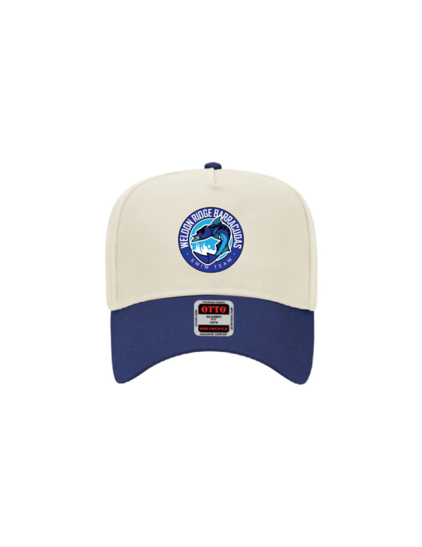 natural cap with logo and blue visor