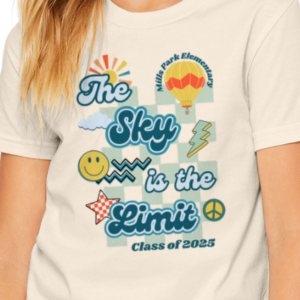 natural color shirt with The Sky is the Limit design