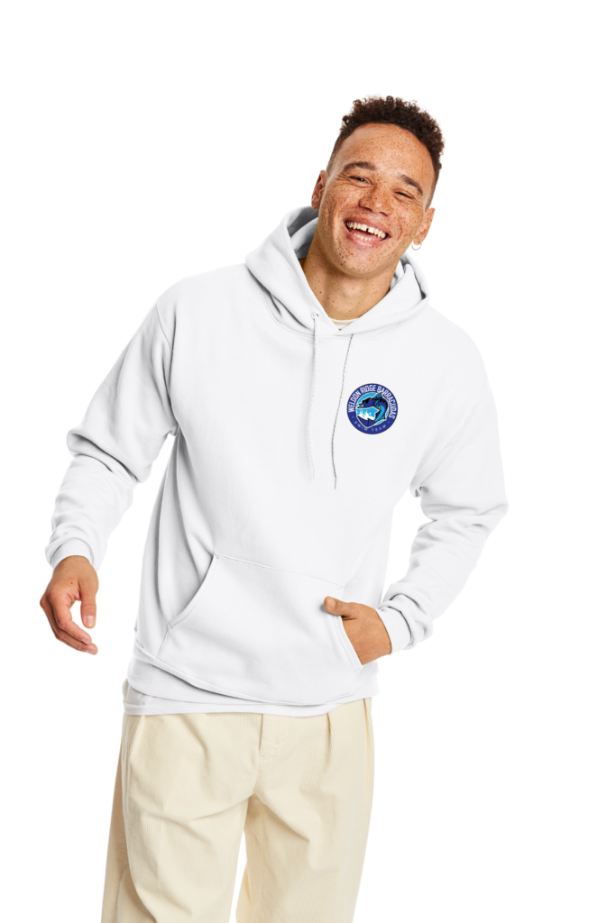 White hoodie with WR logo on left chest