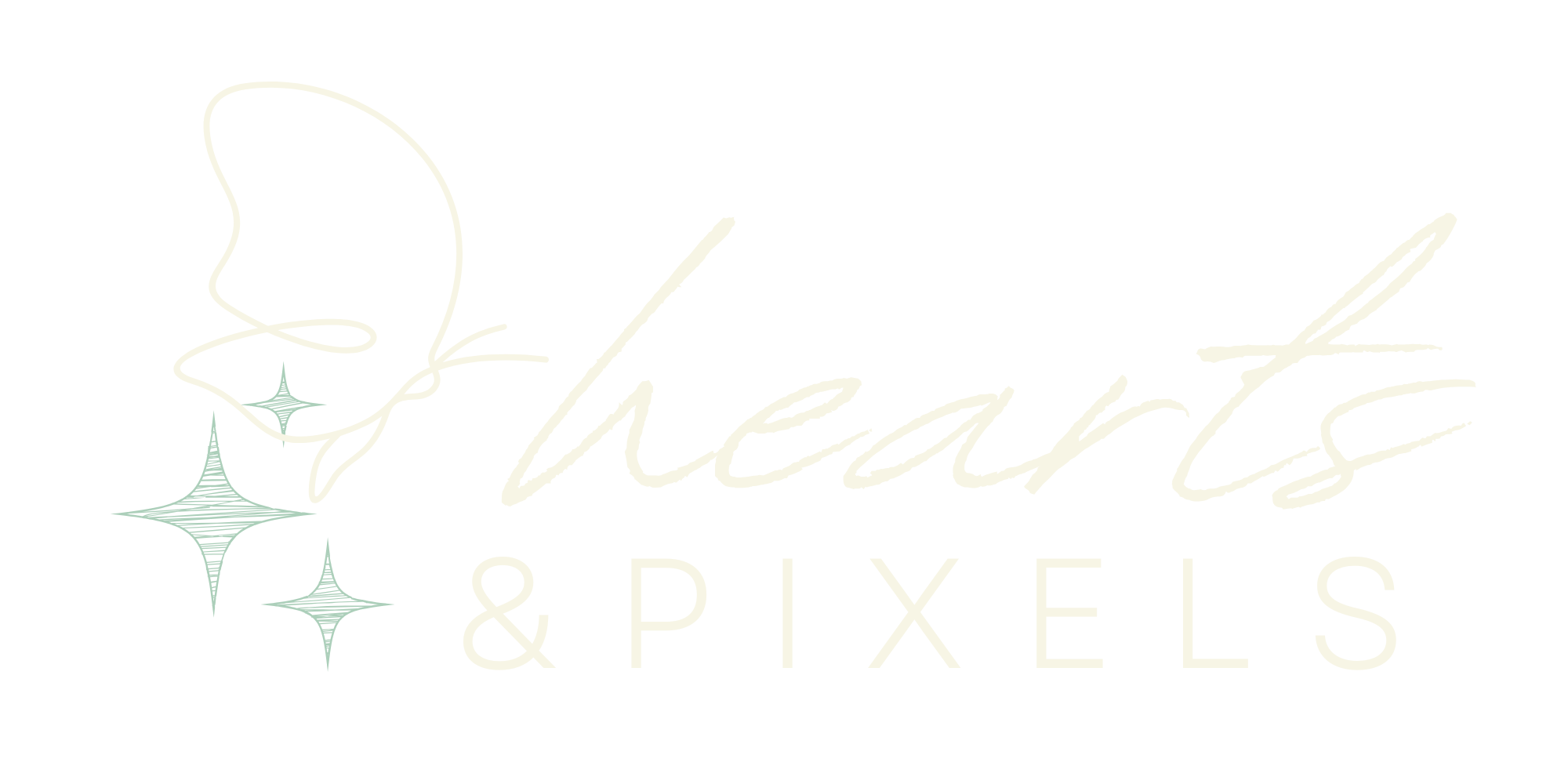 hearts and pixels white logo