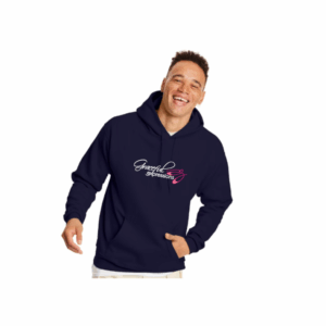 dark navy hoodie with GEDE logo