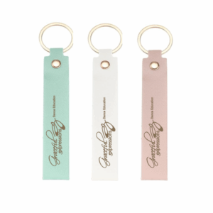 leather keychain with laser engraved GEDE logo
