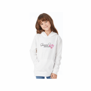 white youth hoodie with GEDE logo